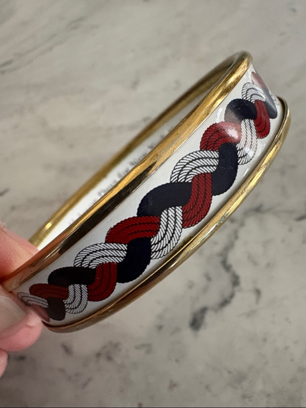 New York Yacht Club x Halcyon Days Enamel Bangle, Red/White/Blue Rope Design
